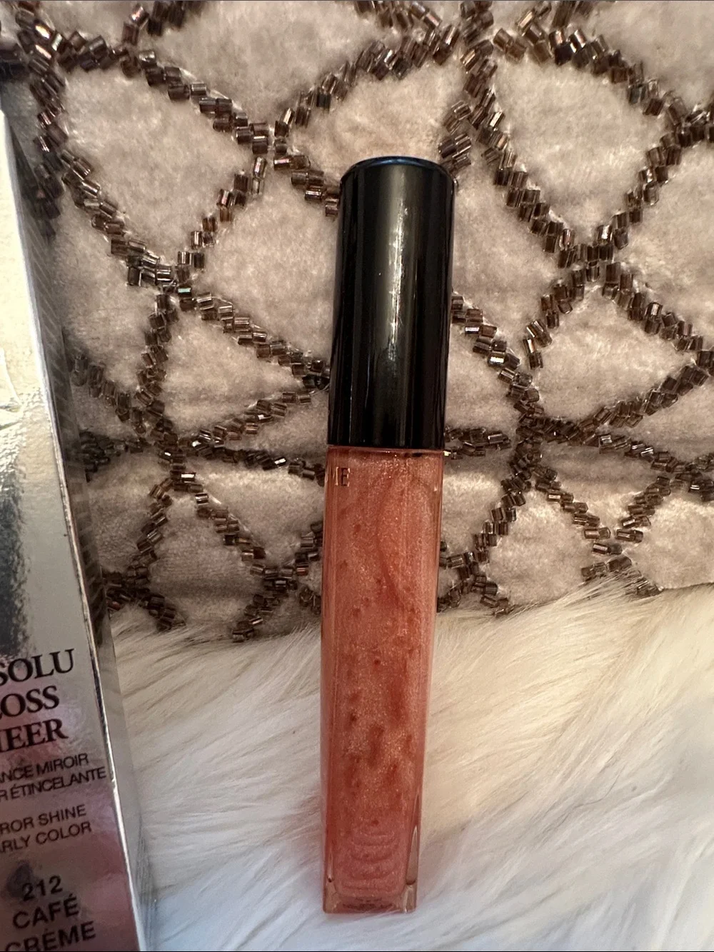 Lancôme L’absolu Gloss Sheer mirror shine pearly color lip gloss 212 cafe créme